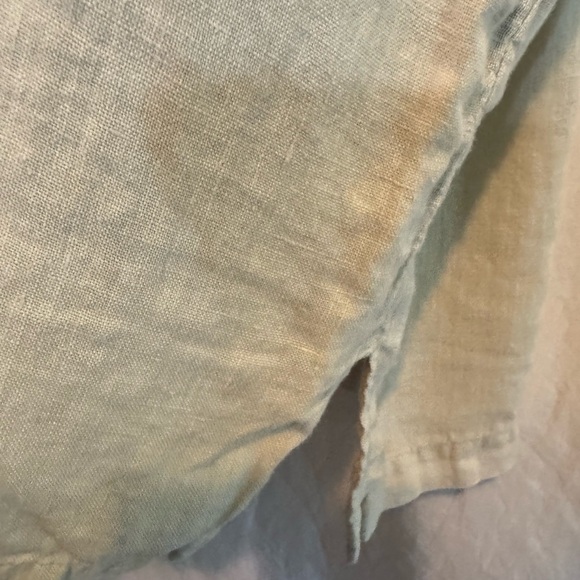 H-166 Sunbelt Vintage Cream Short Sleeve 100% Linen Button Down Blouse Size L - Picture 6 of 16